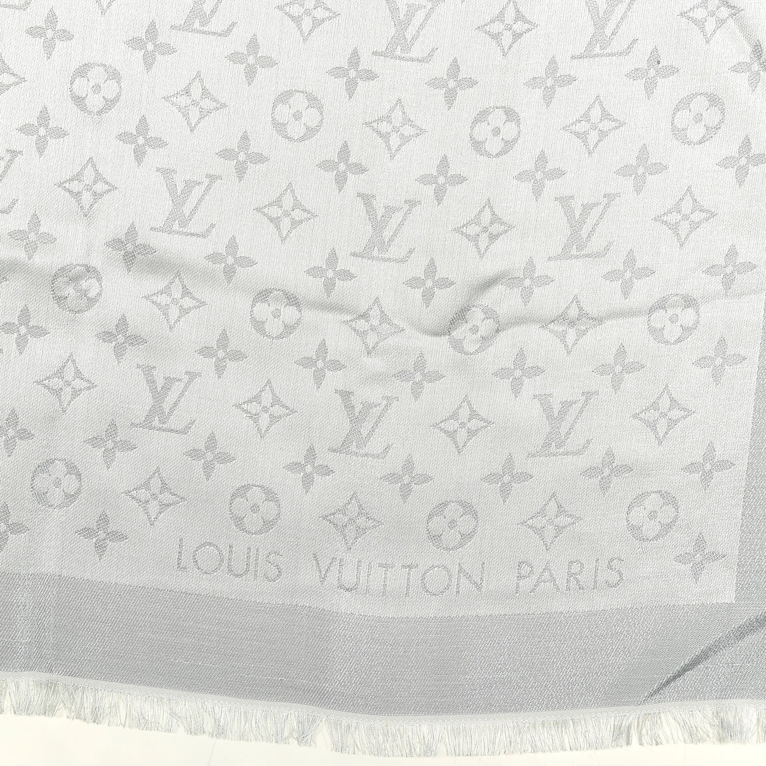 Louis Vuitton Silk Lurex Wool Monogram Shine Shawl Glacier 2 of 4