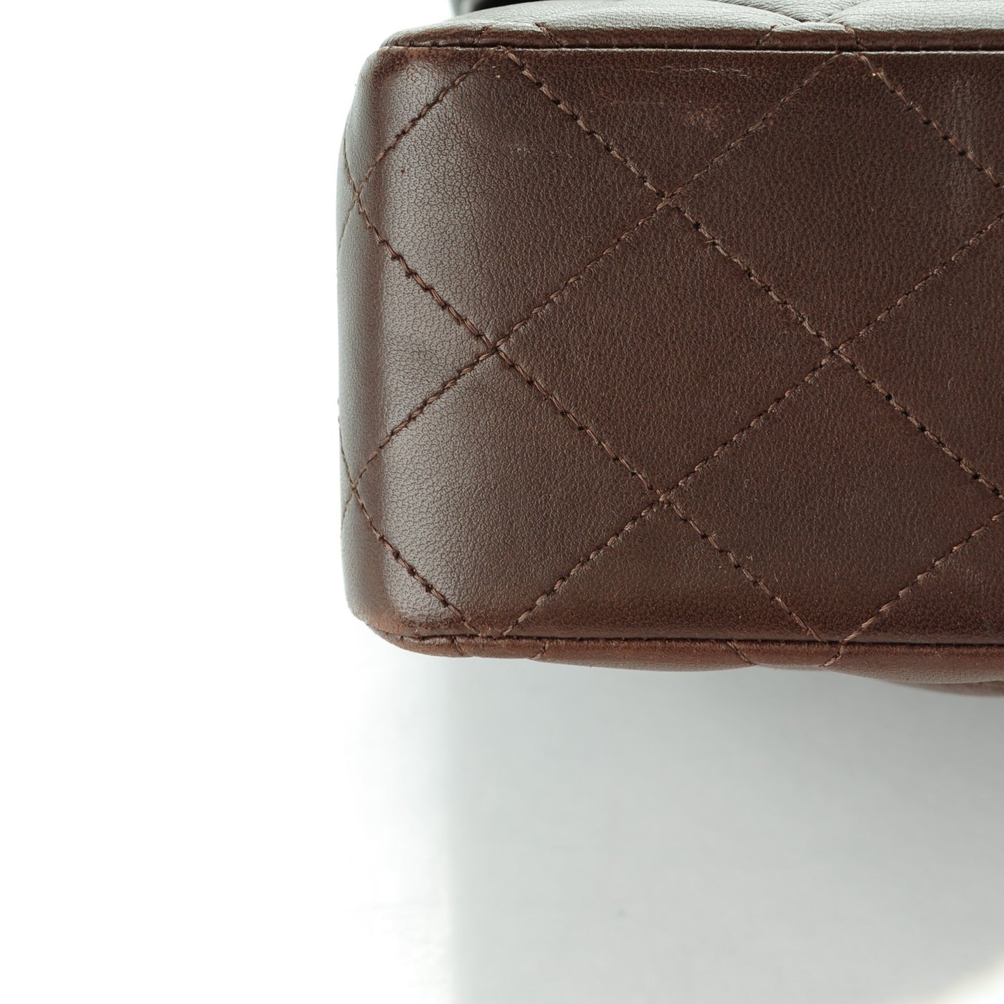 Lambskin Quilted Medium Double Flap Brown