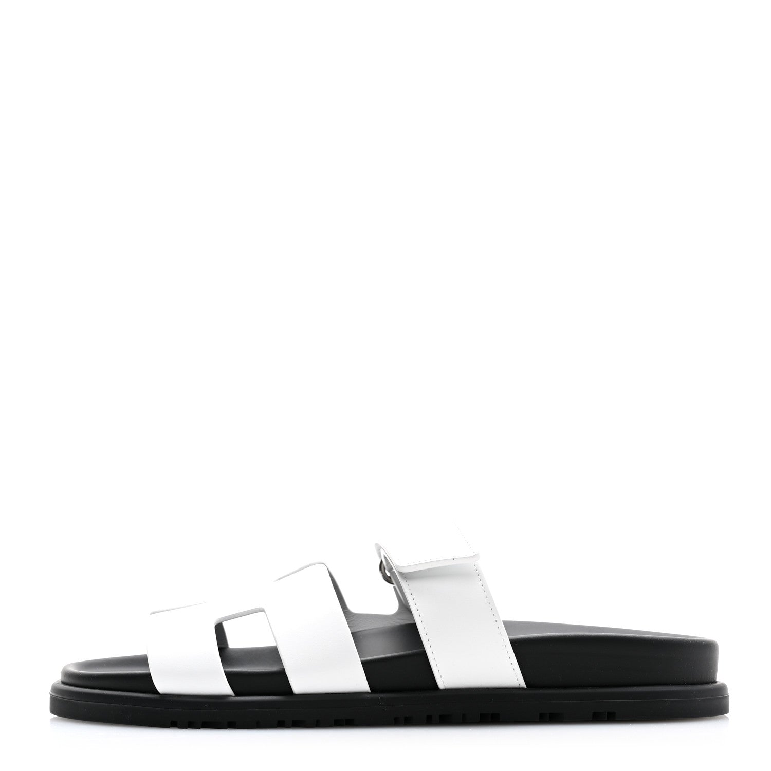 Hermes Calfskin Womens Chypre Sandals 37.5 White 1 of 9