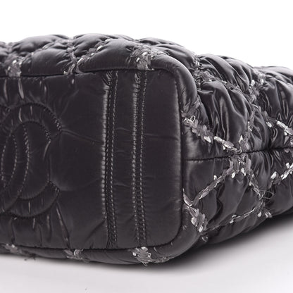 Chanel Nylon Quilted Tweed Stitch Bubble Tote Black 10 of 10