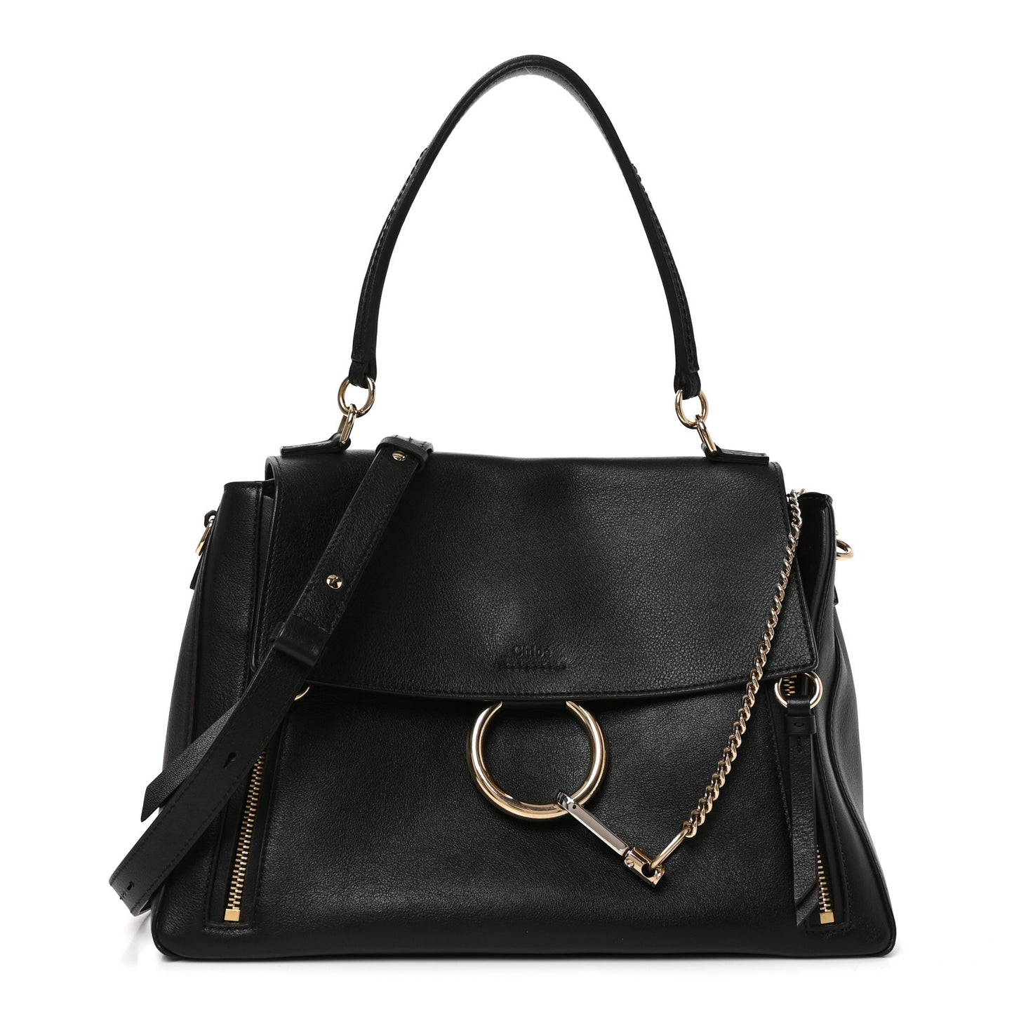 Calfskin Medium Faye Day Shoulder Bag Black