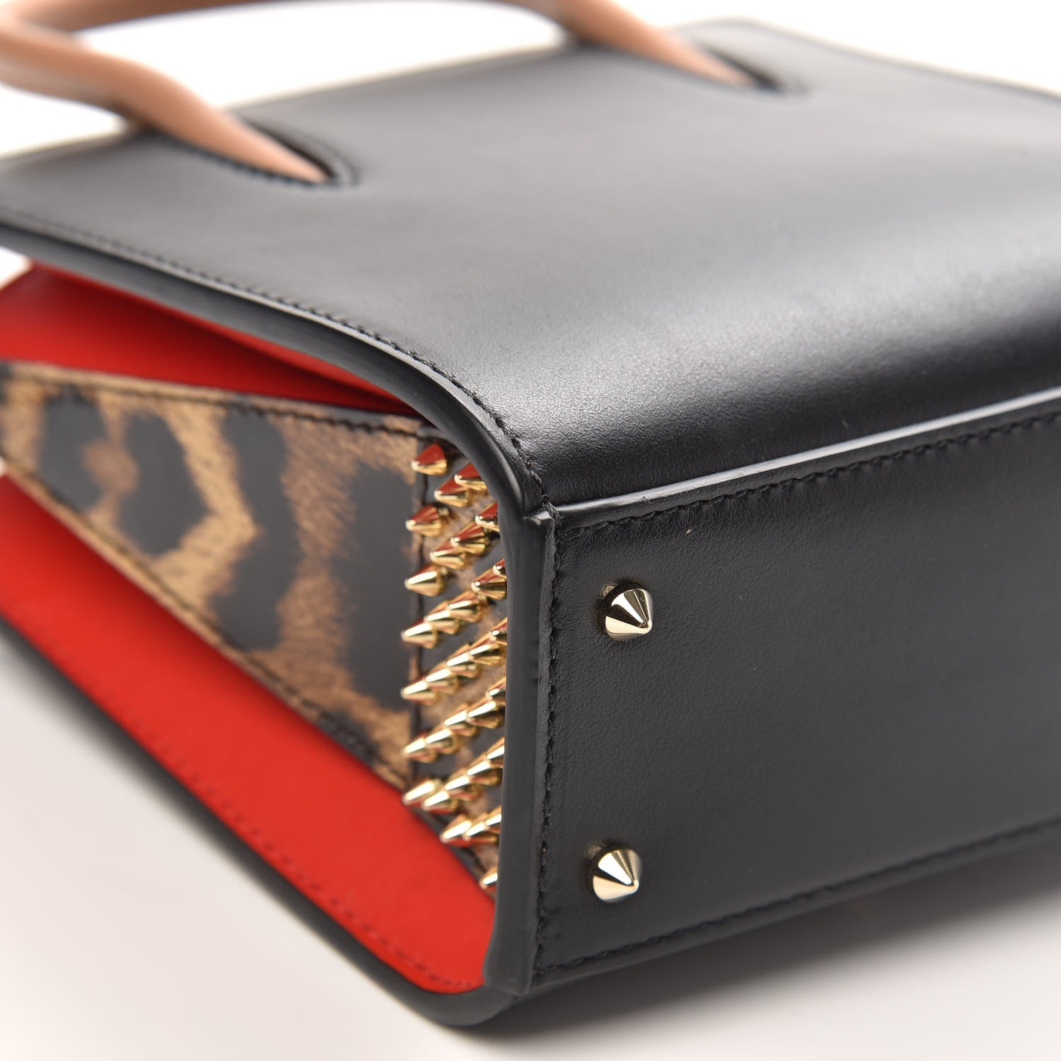Christian Louboutin Calfskin Patent Leopard Studded Nano Paloma Black 9 of 11