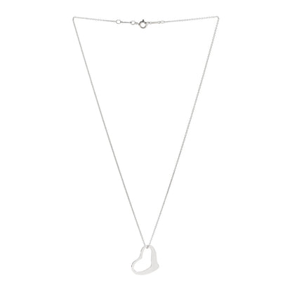 Tiffany Sterling Silver 22mm Elsa Peretti Open Heart Pendant Necklace 3 of 7