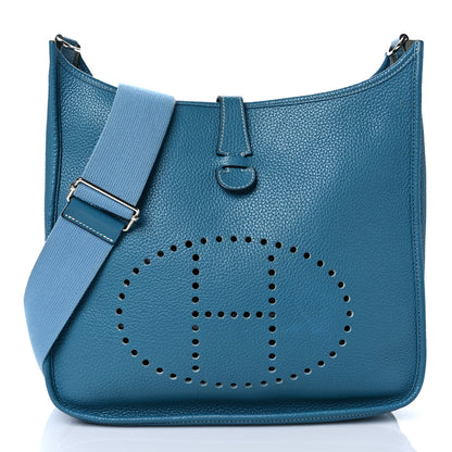 Hermes Taurillon Clemence Evelyne III GM Blue Jean 1 of 12