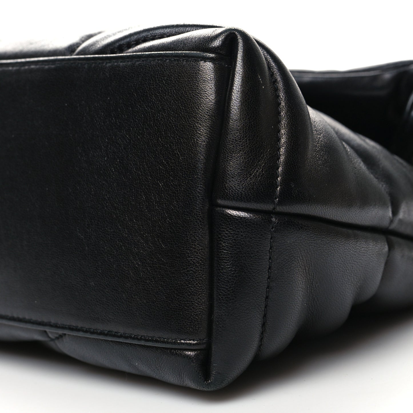 Lambskin Quilted Small Loulou Puffer Monogram Chain Satchel Black