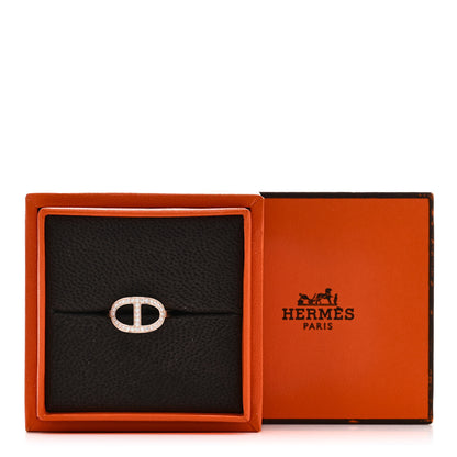 Hermes 18K Rose Gold Diamond MM Chaine d'Ancre Contour Ring 56 7.75 6 of 6