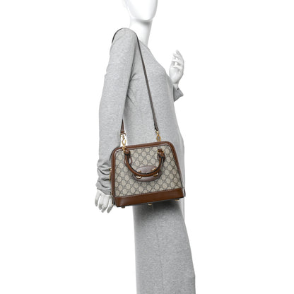 Gucci GG Supreme Monogram Azalea Calfskin Small Horsebit 1955 Top Handle Bag Beige Ebony Brown Sugar 2 of 13