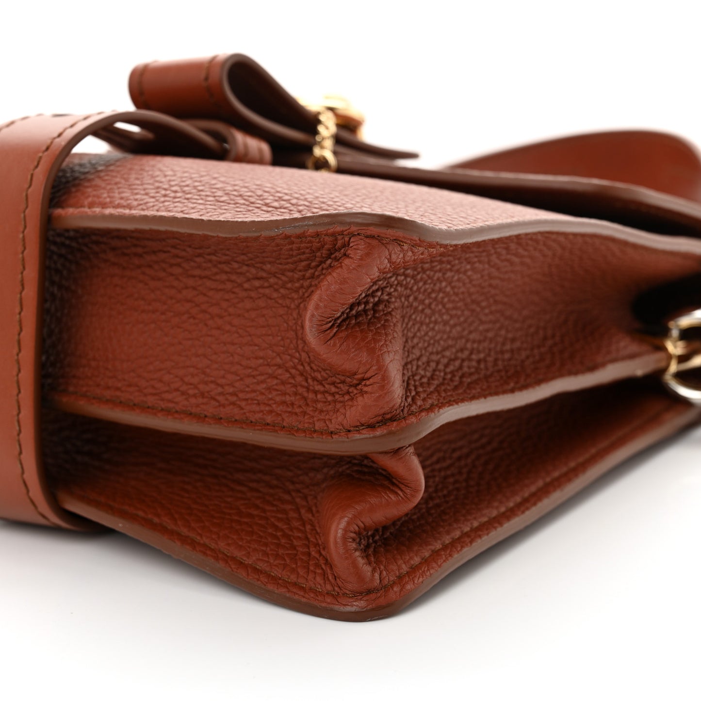 Shiny Grained Calfskin Medium Aby Day Shoulder Bag Sepia Brown