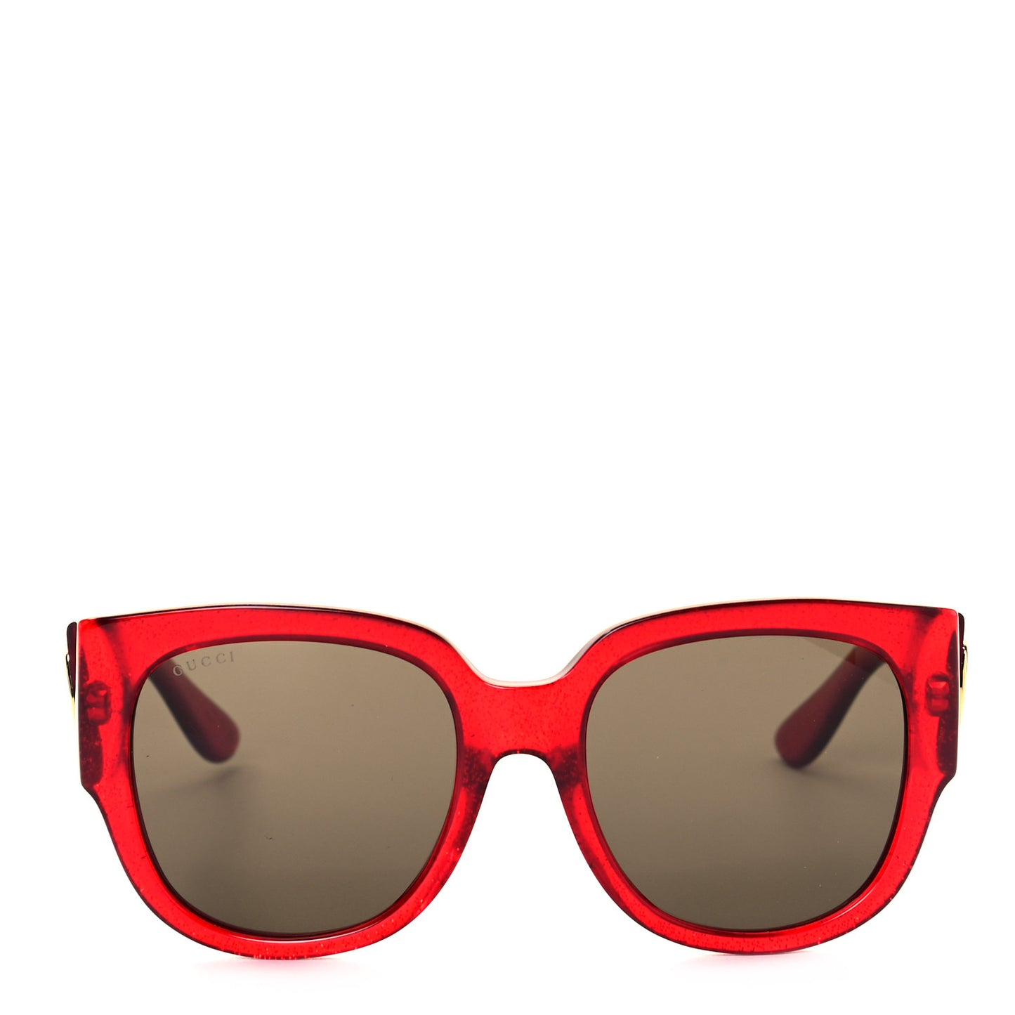 Acetate Glitter Round Frame Sunglasses GG0142SA Red