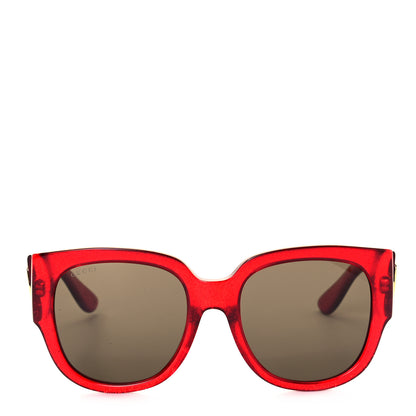 Gucci Acetate Glitter Round Frame Sunglasses GG0142SA Red 2 of 7