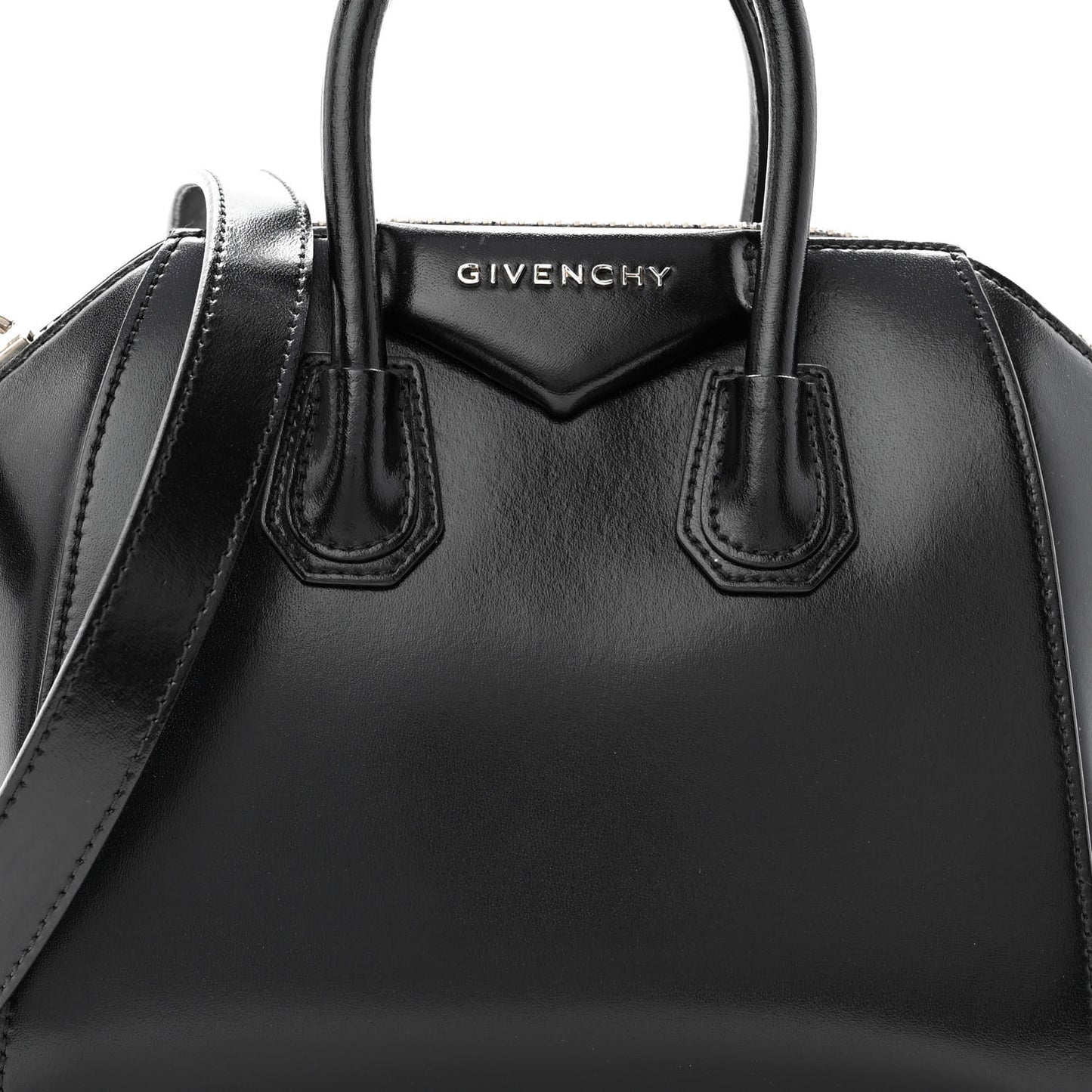 Shiny Lord Calfskin Mini Antigona Black