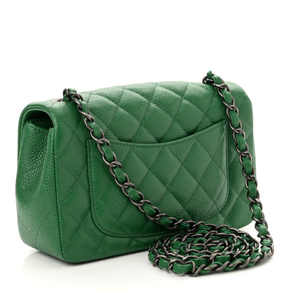 Chanel Caviar Quilted Mini Rectangular Flap Green 2 of 10