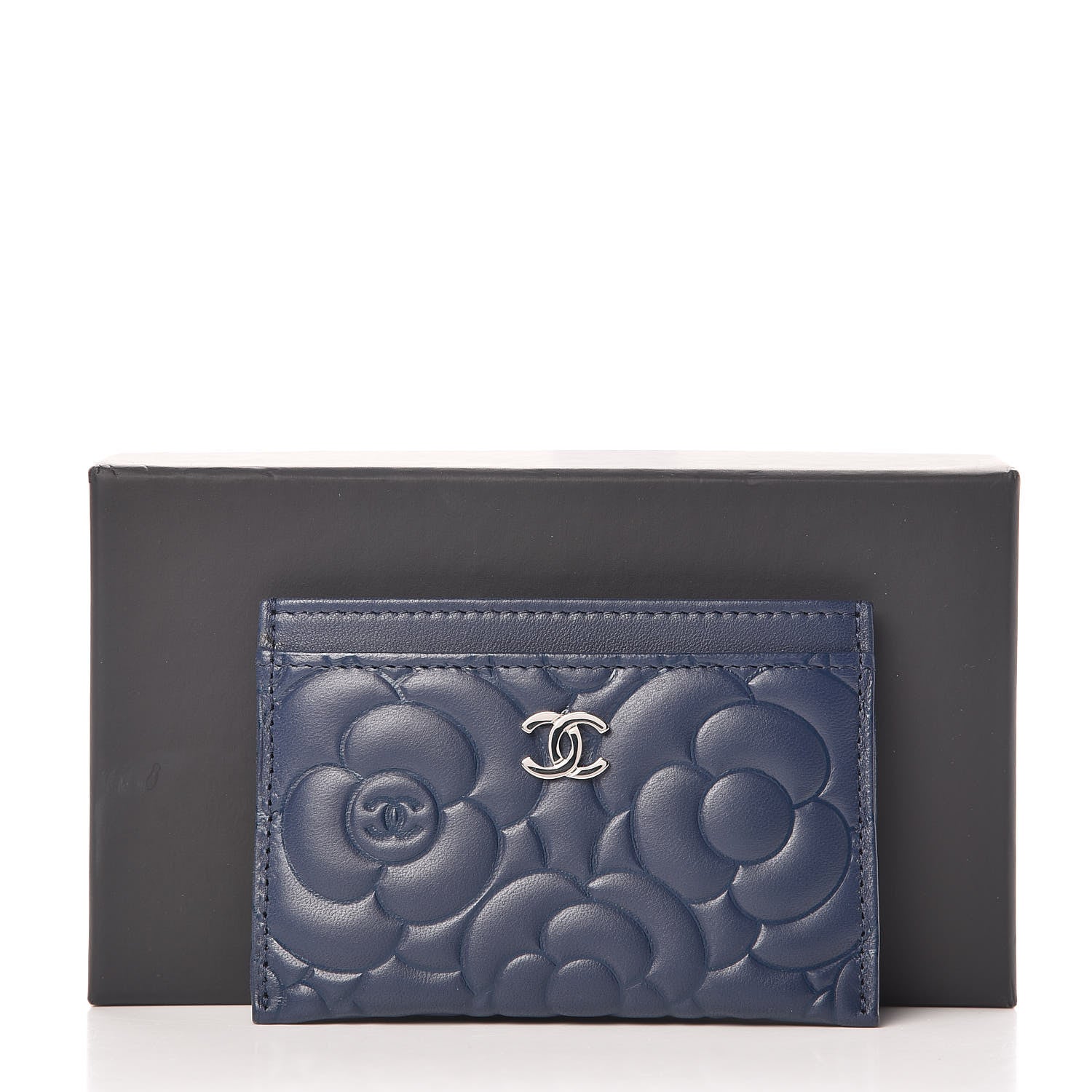 Chanel Lambskin Camellia Embossed Card Holder Blue 9 of 9