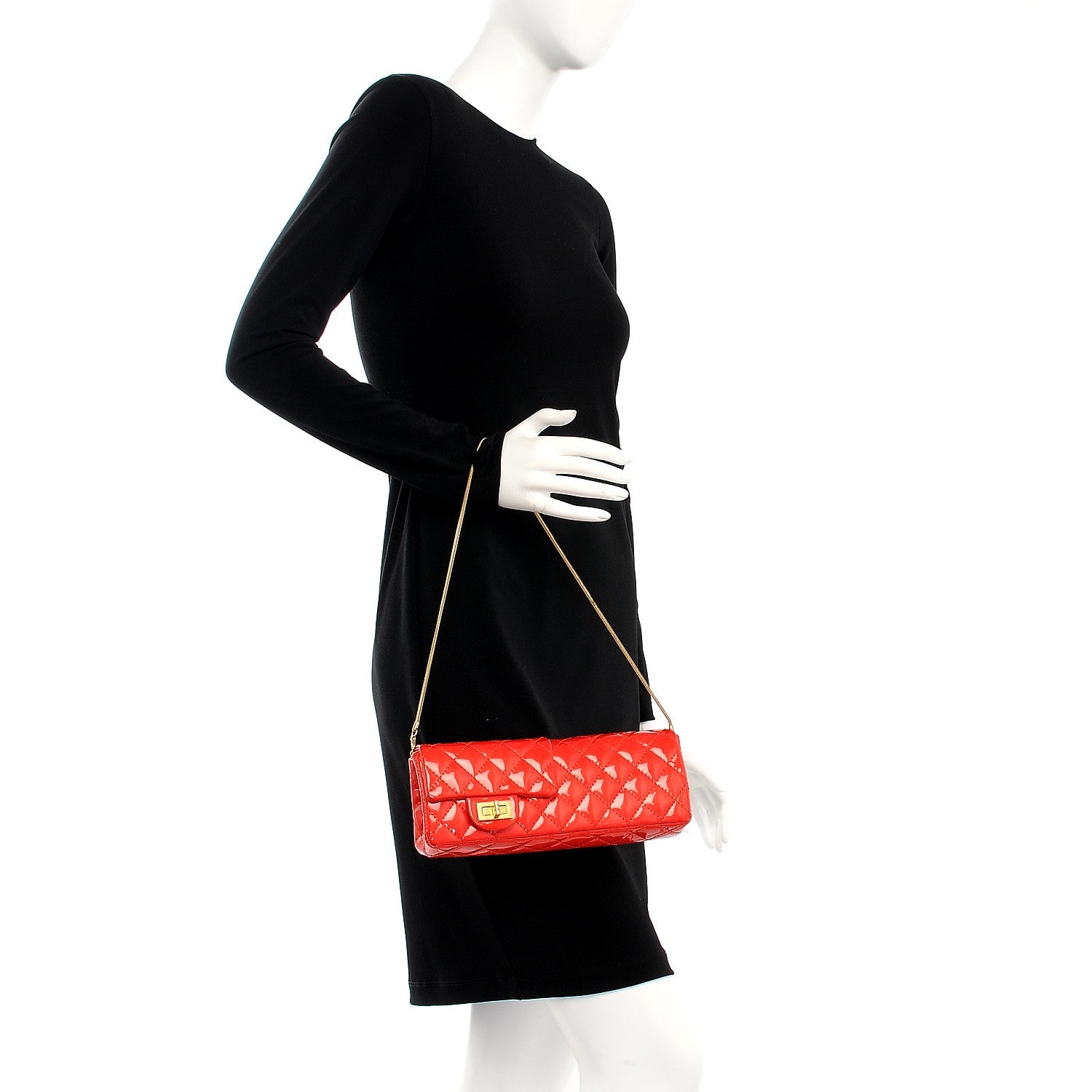 Chanel Patent Quilted Reissue Flap Clutch Red 2 of 8