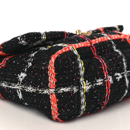 Chanel Tweed Quilted Large Chanel 19 Flap Black Orange Blue 8 of 9