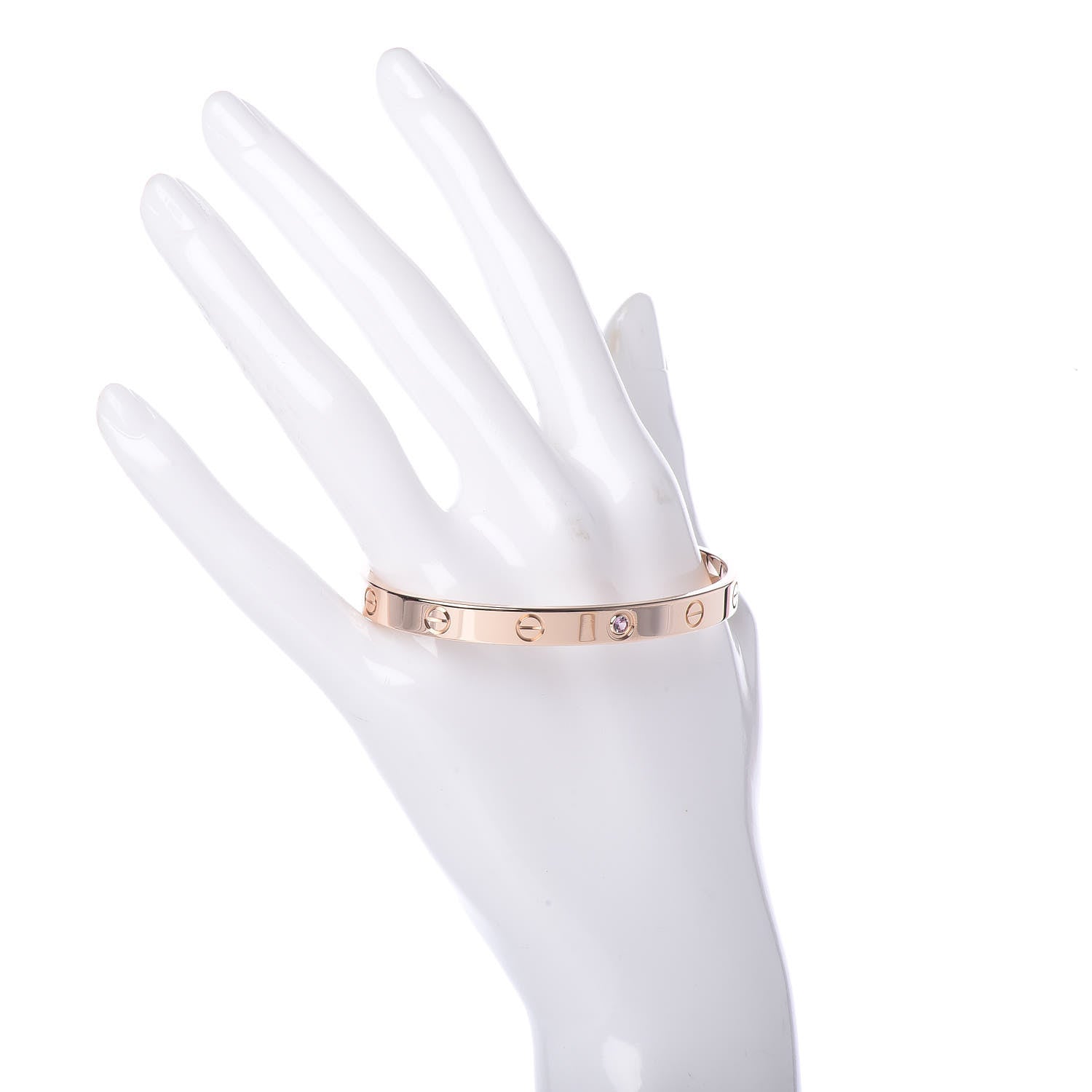 Cartier 18K Pink Gold Pink Sapphire LOVE Cuff Bracelet 18 2 of 6