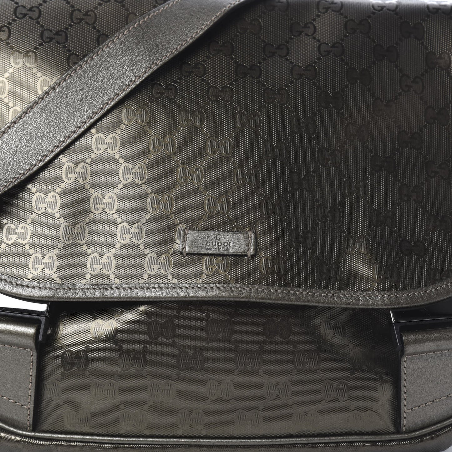 Imprime Monogram Medium Double Buckle Flap Messenger Bag Pewter