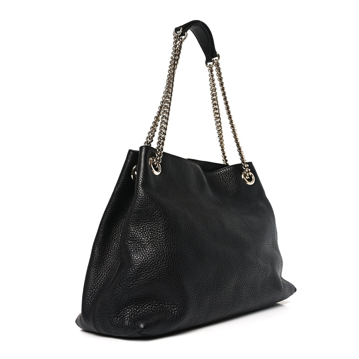 Pebbled Calfskin Medium Soho Chain Shoulder Bag Black
