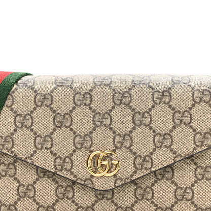 Gucci GG Supreme Monogram Textured Dollar Calfskin Web Mini Ophidia Envelope Shoulder Bag Beige Ebony 8 of 10