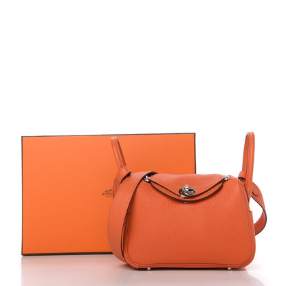 Hermes Taurillon Clemence Mini Lindy 20 Feu 9 of 9