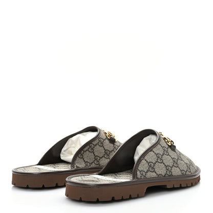 Gucci GG Supreme Monogram Granada Kid Mens Horsebit Lug Sole Mules 5.5 Beige Ebony New Acero 4 of 9