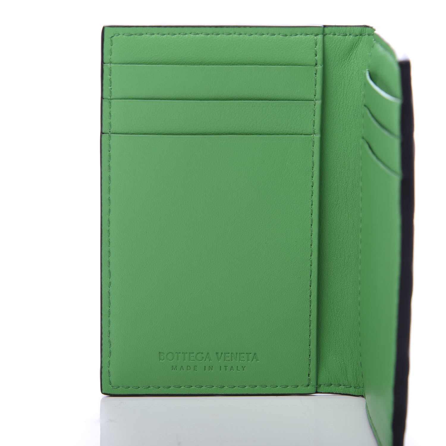 Bottega Veneta Nappa Maxi Intrecciato Bi-Fold Card Holder Black Grass 6 of 7