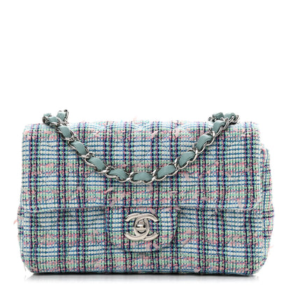 Chanel Tweed Quilted Mini Rectangular Flap Blue 1 of 11