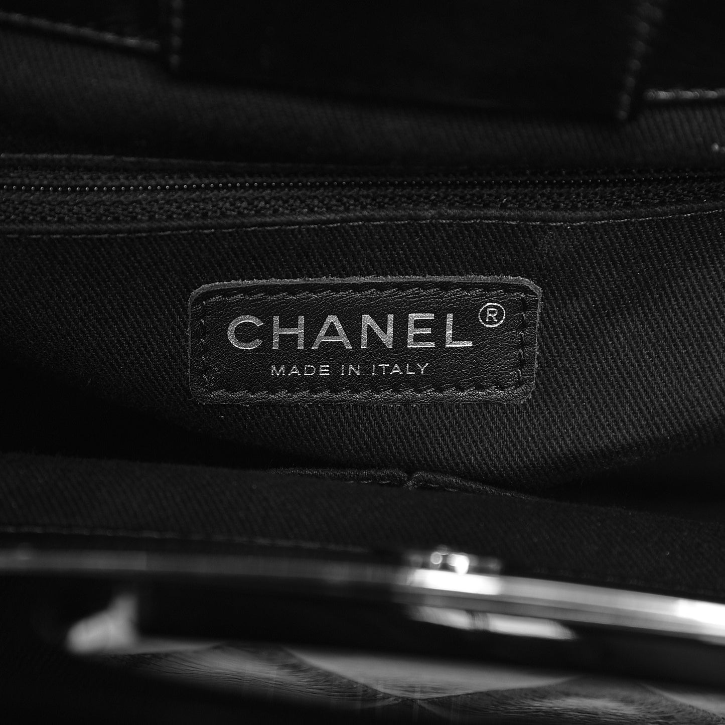 Glazed Calfskin Quilted Small CC Delivery Tote Black