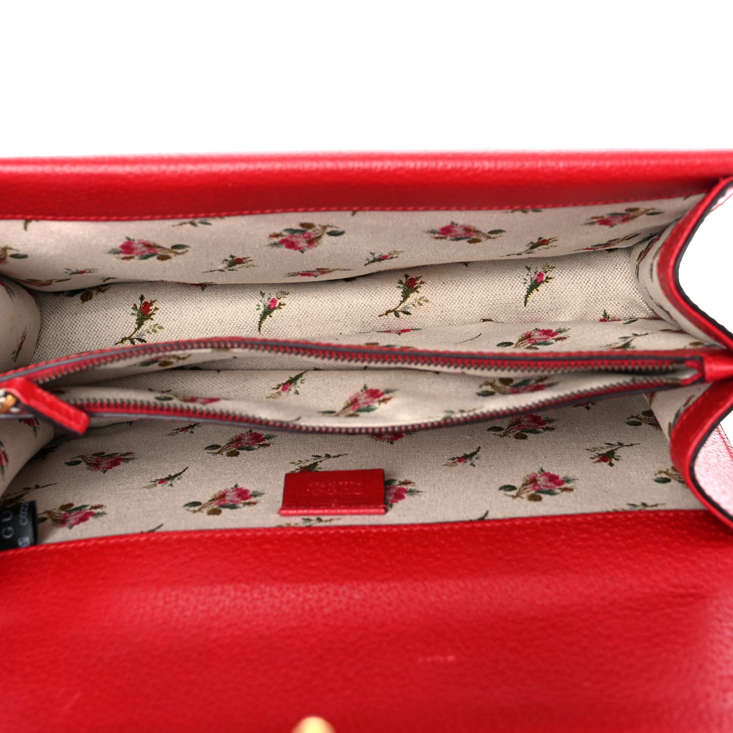 Calfskin Web Floral Embroidered Small Dionysus Shoulder Bag Hibiscus Red
