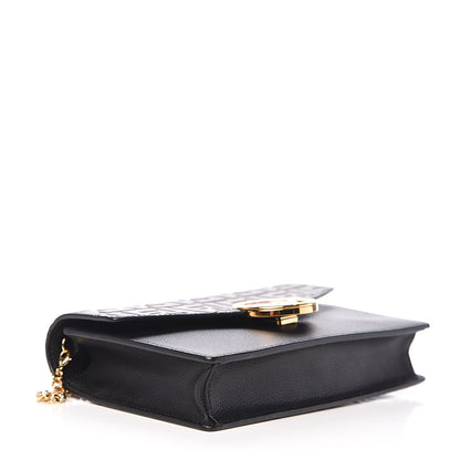Fendi Vitello Cruise F is Fendi Bi-Color FF 1974 Embossed Medium Envelope Wallet On Chain Black Maya 3 of 10