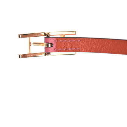 Hermes Swift Behapi Double Tour Reversible Bracelet XS Rose Lipstick Orange Poppy 6 of 7