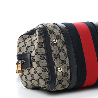 Gucci Monogram Vintage Web Small Boston Navy 8 of 17