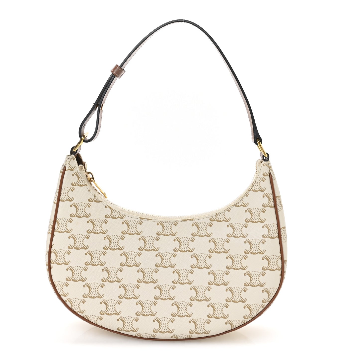 Canvas Calfskin Ava Triomphe Shoulder Bag White