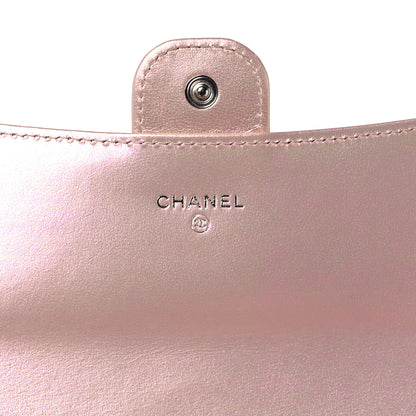 Chanel Iridescent Calfskin Quilted Large Gusset Flap Wallet Pink 6 of 10