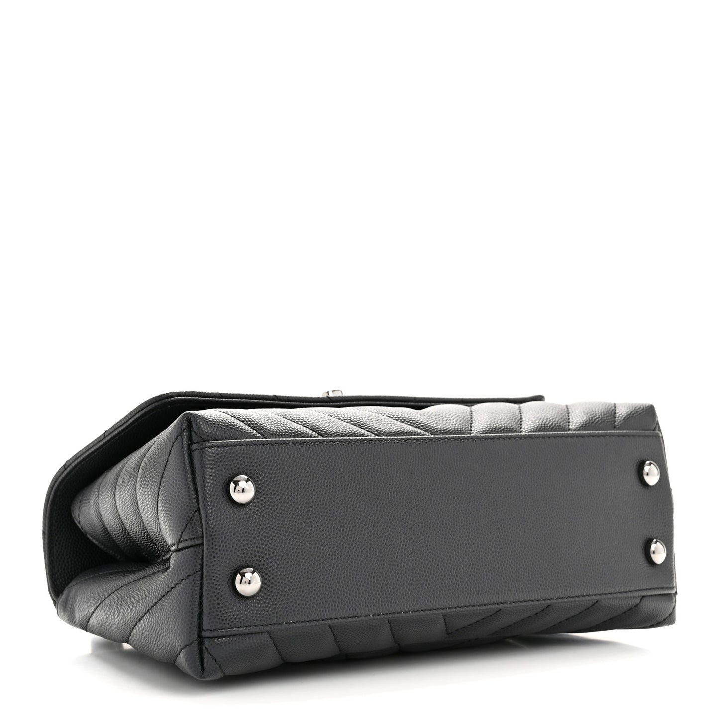 Caviar Chevron Quilted Mini Coco Handle Flap Dark Grey