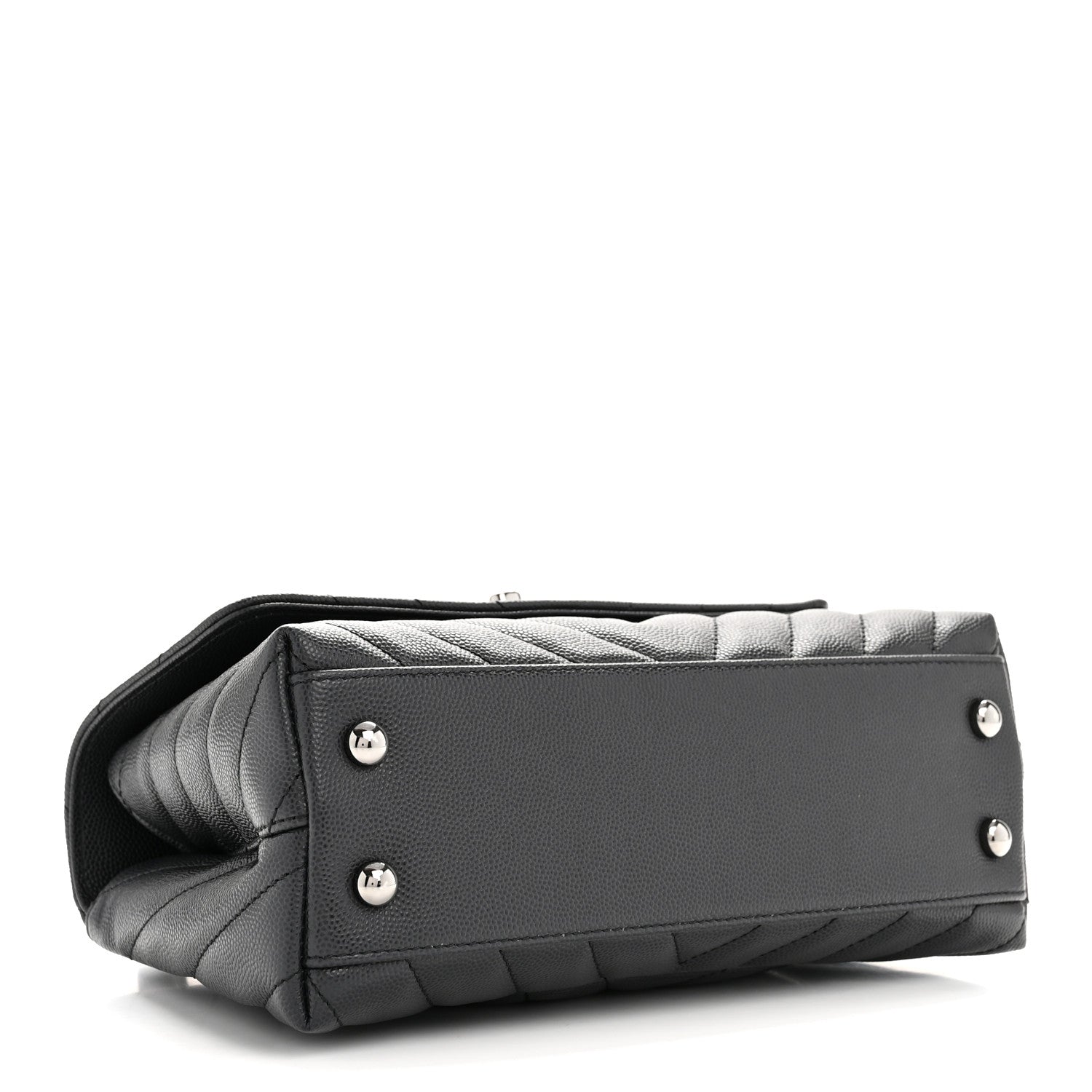 Chanel Caviar Chevron Quilted Mini Coco Handle Flap Dark Grey 4 of 10