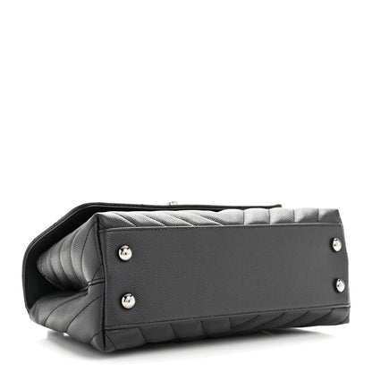 Chanel Caviar Chevron Quilted Mini Coco Handle Flap Dark Grey 4 of 10
