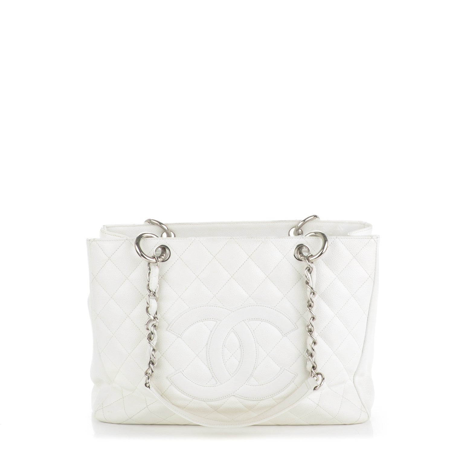 Chanel Caviar Quilted Grand Shopping Tote GST White 1 of 8