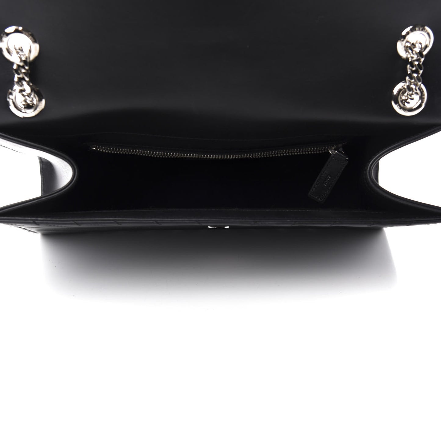 Smooth Calfskin Matelasse Chevron Large Monogram Satchel Black