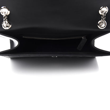 Saint Laurent Smooth Calfskin Matelasse Chevron Large Monogram Satchel Black 5 of 11