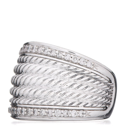 David Yurman Sterling Silver Diamond Cable Cigar Band Ring 54 7 3 of 5