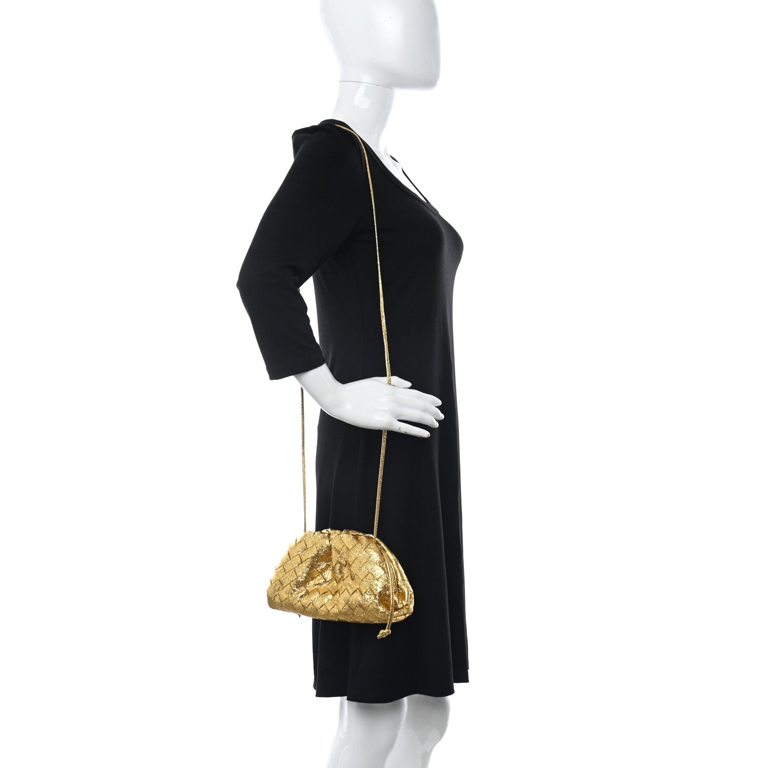 Bottega Veneta Metallic Nappa Intrecciato The Mini Pouch Gold 2 of 12