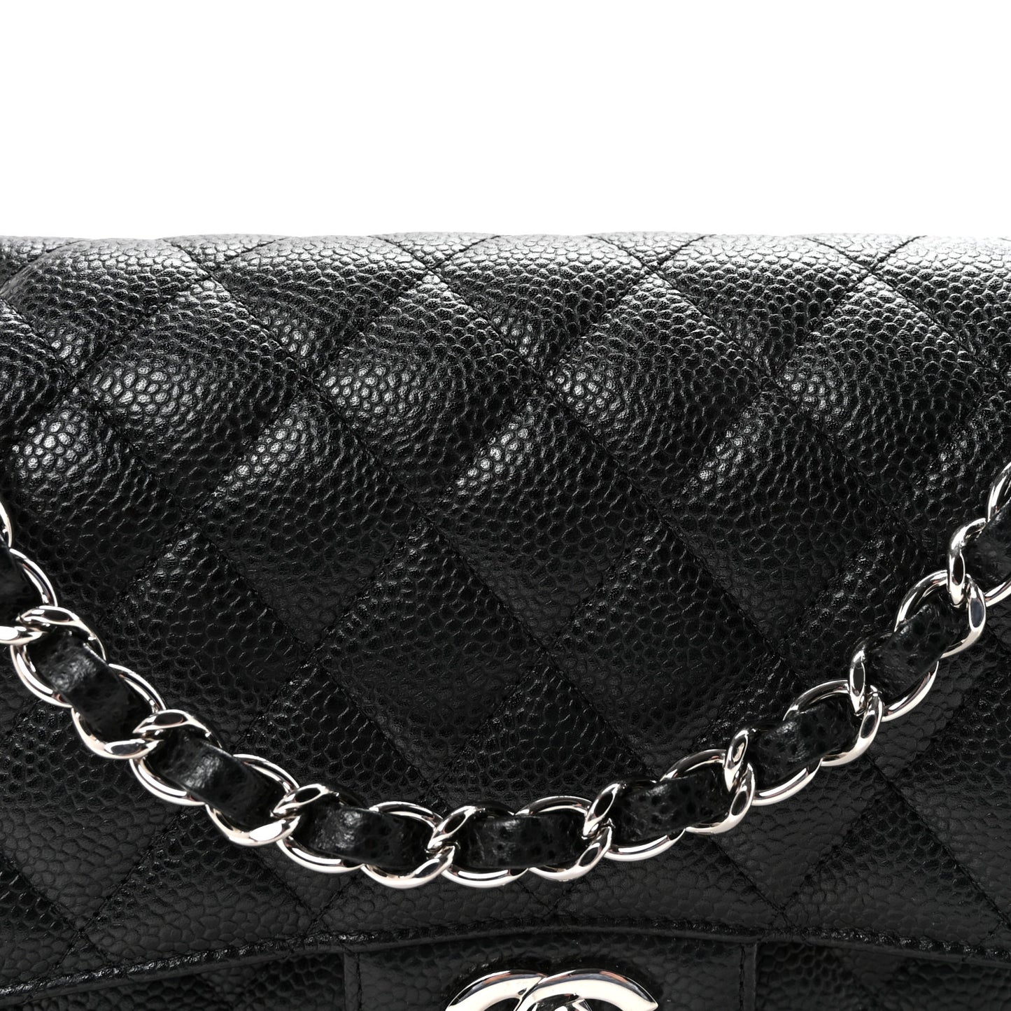 Caviar Quilted Medium Double Flap Black
