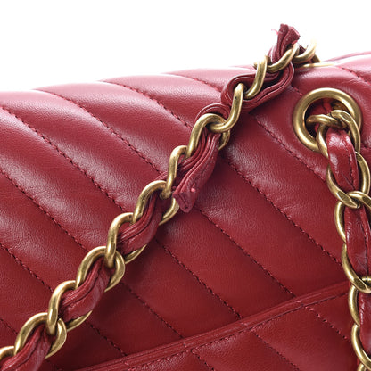 Chanel Lambskin Chevron Quilted Maxi Double Flap Red 23 of 26