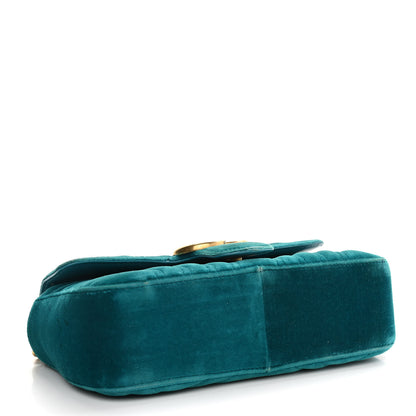 Gucci Velvet Matelasse Mini GG Marmont Shoulder Bag Pavone Cyan 4 of 12