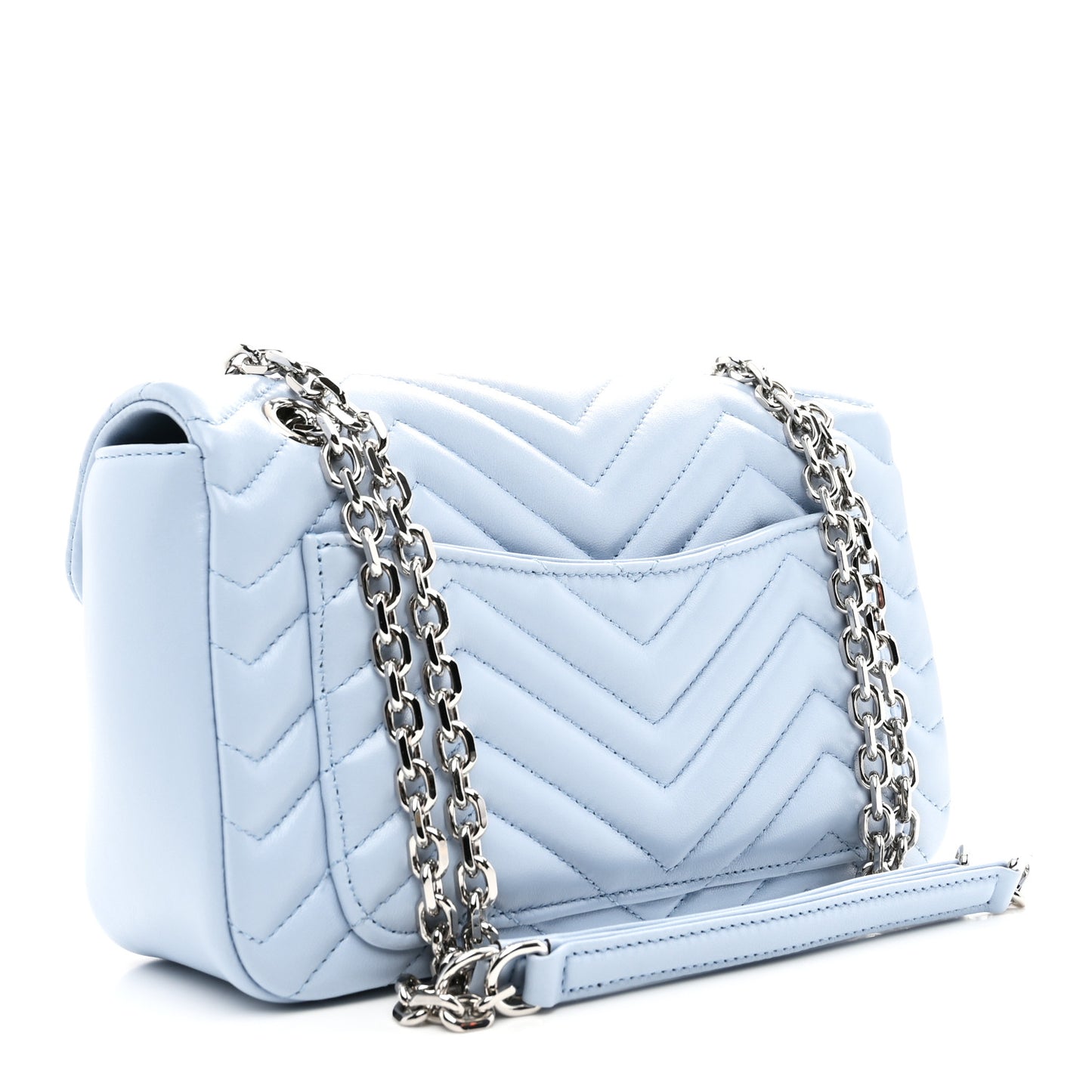 Lambskin Matelasse Medium GG Marmont Shoulder Bag Light Blue