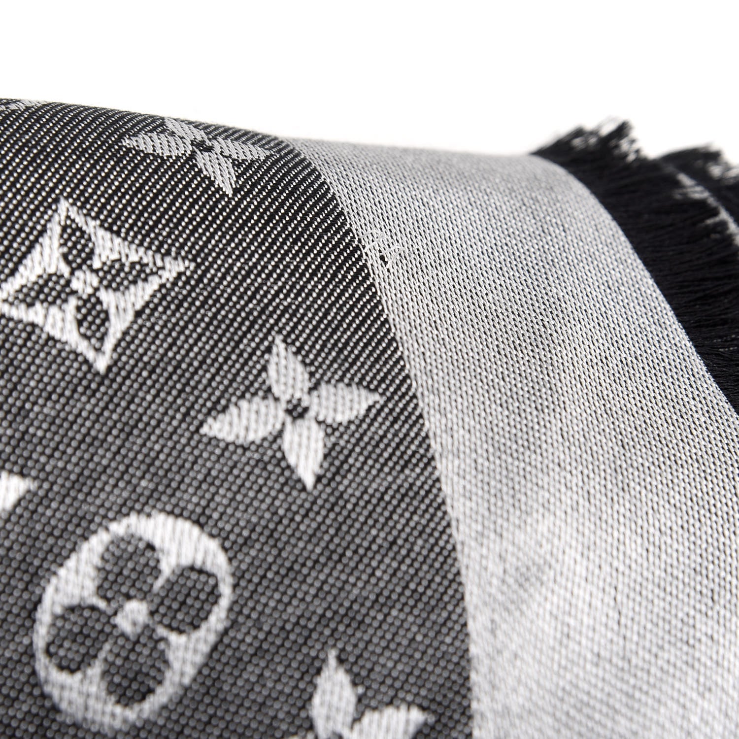 Louis Vuitton Wool Silk Monogram Denim Shawl Black 4 of 4