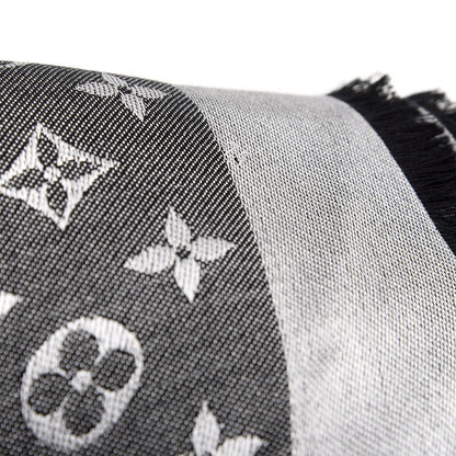 Louis Vuitton Wool Silk Monogram Denim Shawl Black 4 of 4