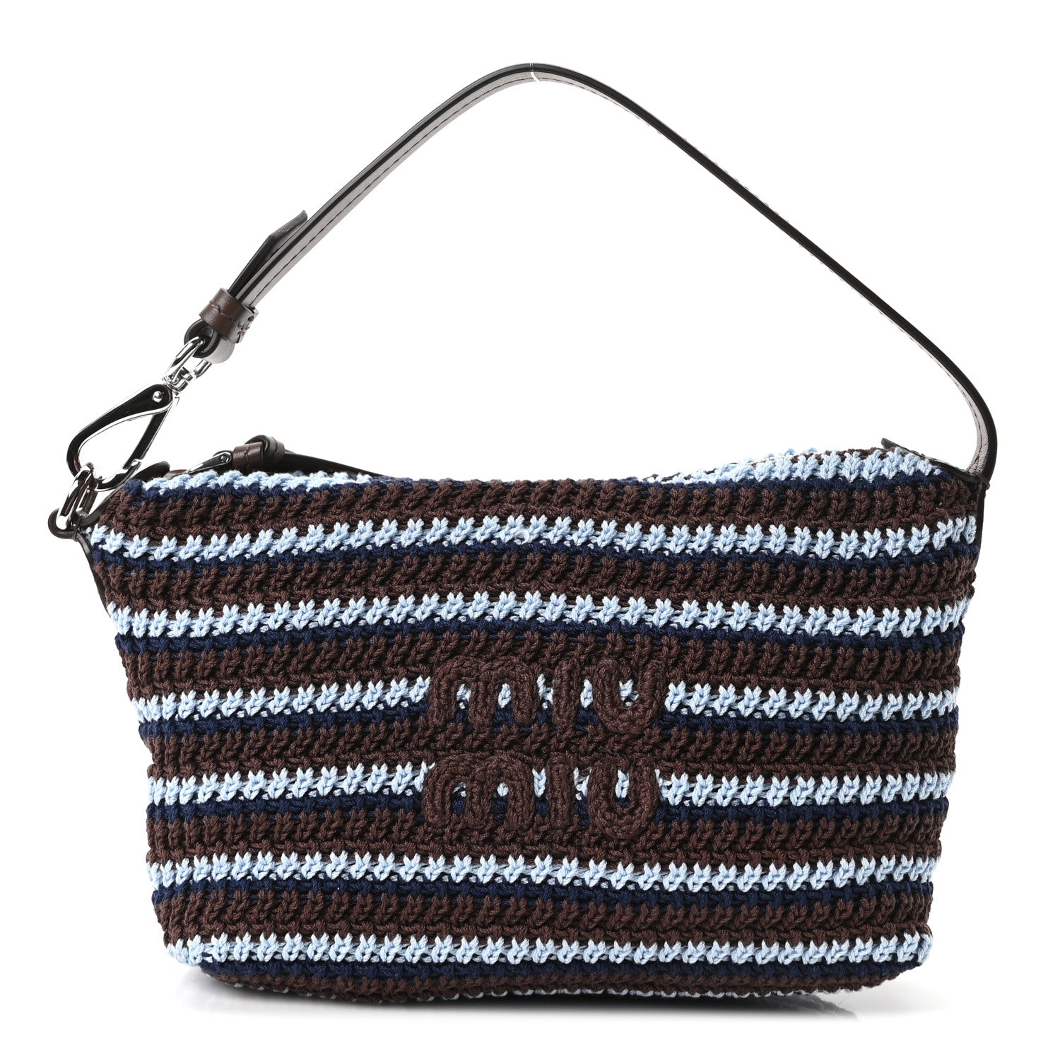 Miu Miu Fabric Crochet Mini Spirit Bag Cacao Celeste 1 of 9