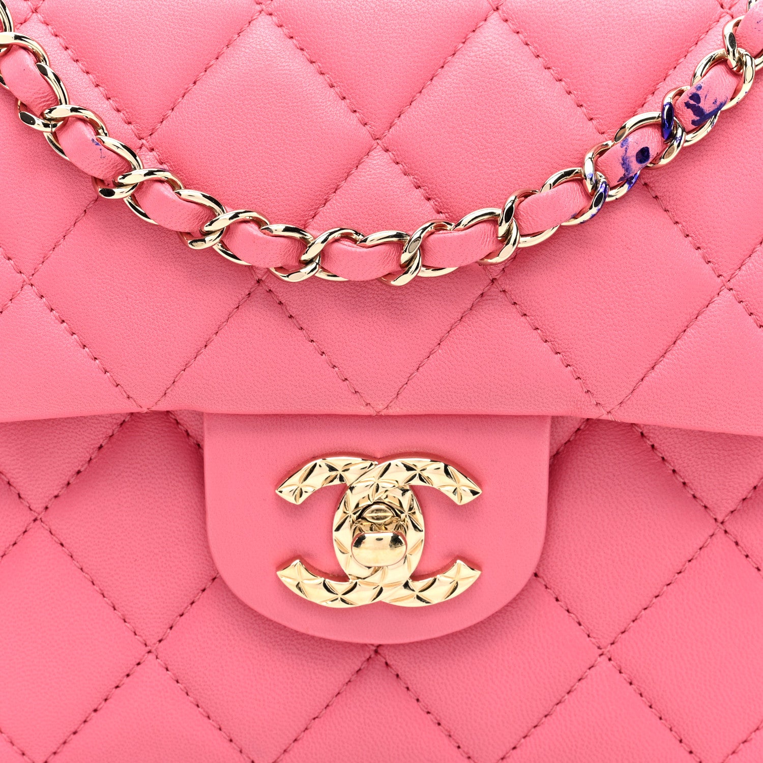 Chanel Lambskin Quilted CC Pocket Clutch With Chain Pink 9 of 19